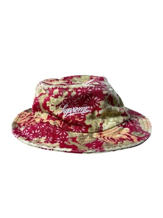 Supreme Zip Twill Crusher Floral Bucket Hat SS18 Red Medium Large